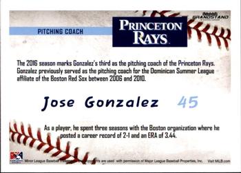 2016 Grandstand Princeton Rays #12 Jose Gonzalez Back