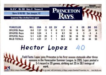 2016 Grandstand Princeton Rays #17 Hector Lopez Back