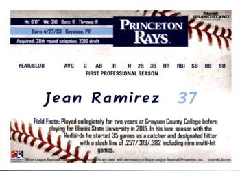 2016 Grandstand Princeton Rays #23 Jean Ramirez Back