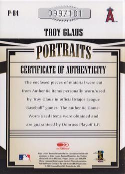 2005 Donruss Prime Patches - Portraits Double Swatch Prime #P-84 Troy Glaus Back