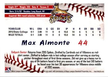 2016 Grandstand State College Spikes #1 Max Almonte Back