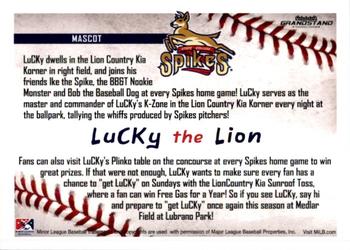2016 Grandstand State College Spikes #42 Lucky the Lion Back