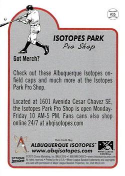 2015 Choice Albuquerque Isotopes #35 Isotopes Park Back