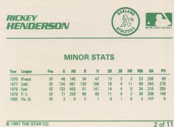 1991 Star Rickey Henderson #2 Rickey Henderson Back