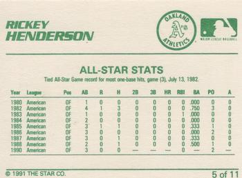 1991 Star Rickey Henderson #5 Rickey Henderson Back