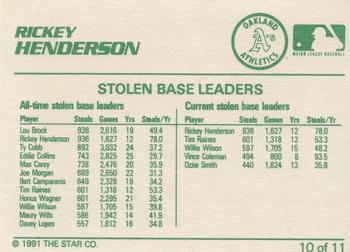 1991 Star Rickey Henderson #10 Rickey Henderson Back