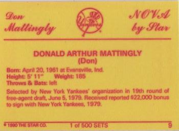 1990 Star Nova #9 Don Mattingly Back