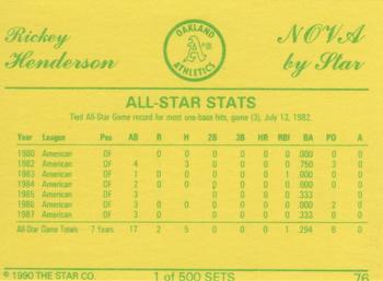 1990 Star Nova #76 Rickey Henderson Back