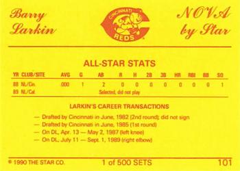 1990 Star Nova #101 Barry Larkin Back