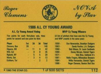 1990 Star Nova #112 Roger Clemens Back