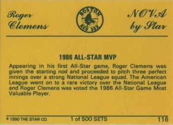 1990 Star Nova #116 Roger Clemens Back