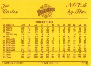 1990 Star Nova #118 Joe Carter Back
