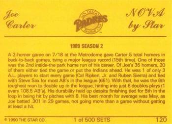 1990 Star Nova #120 Joe Carter Back