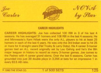 1990 Star Nova #125 Joe Carter Back