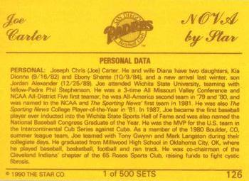 1990 Star Nova #126 Joe Carter Back