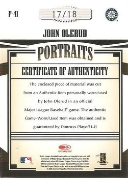 2005 Donruss Prime Patches - Portraits Number Patch #P-41 John Olerud Back