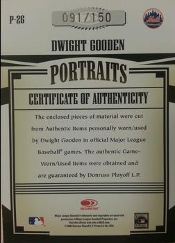 2005 Donruss Prime Patches - Portraits Quad Patch #P-26 Dwight Gooden Back