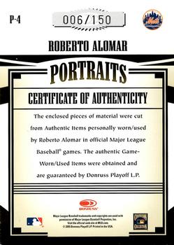 2005 Donruss Prime Patches - Portraits Quad Swatch #P-4 Roberto Alomar Back