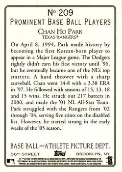2005 Topps Turkey Red #209 Chan Ho Park Back