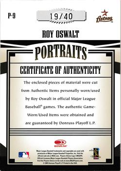 2005 Donruss Prime Patches - Portraits Triple Swatch Prime #P-9 Roy Oswalt Back
