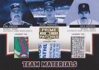 2005 Donruss Prime Patches - Team Materials Triple Laundry Tag #TM-1 Kirk Gibson / Alan Trammell / Jack Morris Front