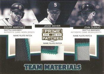 2005 Donruss Prime Patches - Team Materials Triple Name Plate Patch #TM-10 Edgar Martinez / Jamie Moyer / John Olerud Front