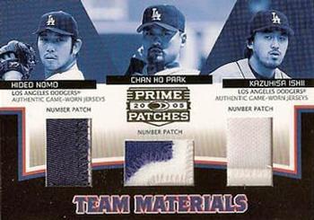 2005 Donruss Prime Patches - Team Materials Triple Number Patch #TM-12 Hideo Nomo / Chan-Ho Park / Kazuhisa Ishii Front