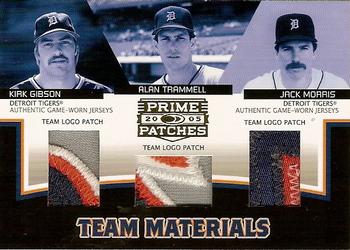 2005 Donruss Prime Patches - Team Materials Triple Team Logo Patch #TM-1 Kirk Gibson / Alan Trammell / Jack Morris Front