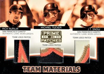 2005 Donruss Prime Patches - Team Materials Triple Team Logo Patch #TM-20 Rich Aurilia / Michael Tucker / J.T. Snow Front