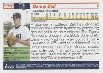 2005 Topps Updates & Highlights #UH255 Danny Zell Back