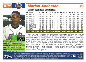 2005 Topps Updates & Highlights #UH27 Marlon Anderson Back