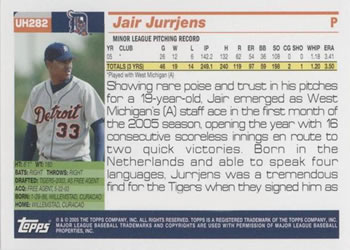 2005 Topps Updates & Highlights #UH282 Jair Jurrjens Back