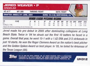 2005 Topps Updates & Highlights #UH312 Jered Weaver Back