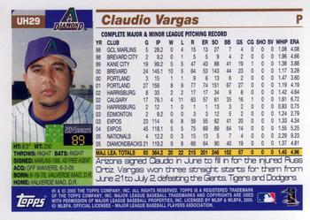 2005 Topps Updates & Highlights #UH29 Claudio Vargas Back