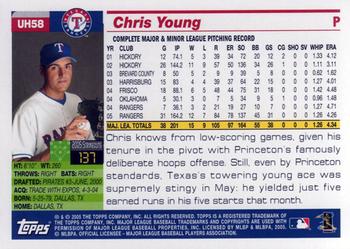 2005 Topps Updates & Highlights #UH58 Chris Young Back