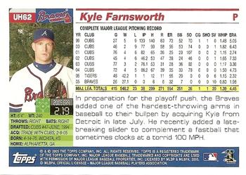 2005 Topps Updates & Highlights #UH62 Kyle Farnsworth Back