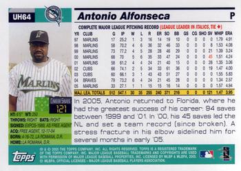 2005 Topps Updates & Highlights #UH64 Antonio Alfonseca Back