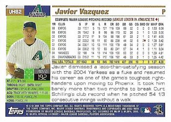2005 Topps Updates & Highlights #UH82 Javier Vazquez Back