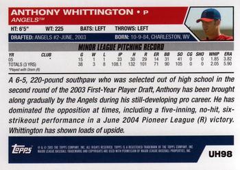 2005 Topps Updates & Highlights #UH98 Anthony Whittington Back