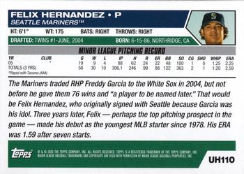 2005 Topps Updates & Highlights #UH110 Felix Hernandez Back