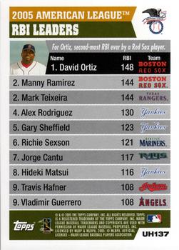 2005 Topps Updates & Highlights #UH137 2005 American League RBI Leaders (David Ortiz / Mark Teixeira / Manny Ramirez) Back