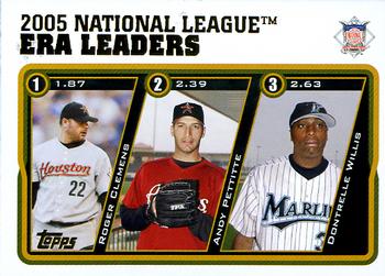 2005 Topps Updates & Highlights #UH145 2005 National League ERA Leaders (Roger Clemens / Andy Pettitte / Dontrelle Willis) Front
