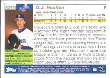 2005 Topps Updates & Highlights #UH230 D.J. Houlton Back