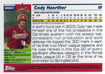 2005 Topps Updates & Highlights #UH241 Cody Haerther Back