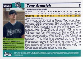 2005 Topps Updates & Highlights #UH257 Tony Arnerich Back