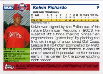 2005 Topps Updates & Highlights #UH287 Kelvin Pichardo Back