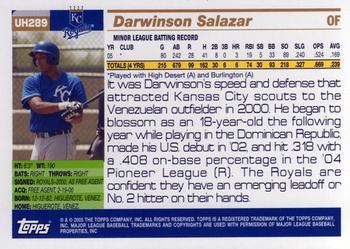 2005 Topps Updates & Highlights #UH289 Darwinson Salazar Back