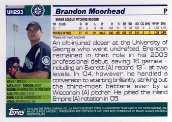 2005 Topps Updates & Highlights #UH293 Brandon Moorhead Back