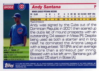 2005 Topps Updates & Highlights #UH302 Andy Santana Back