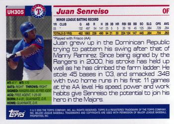 2005 Topps Updates & Highlights #UH305 Juan Senreiso Back